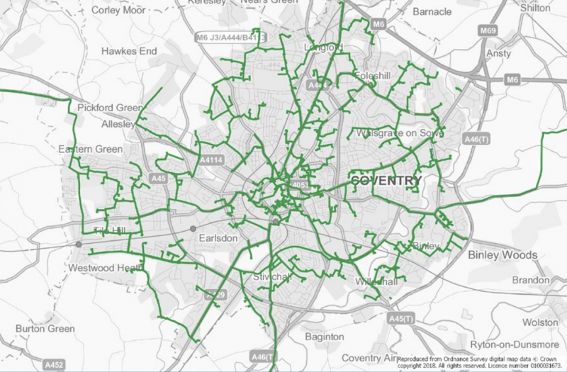 CityFibre Coventry Fibre Network Map