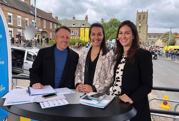 Dani Rowe Commentating Tour De Yorkshire Cycling